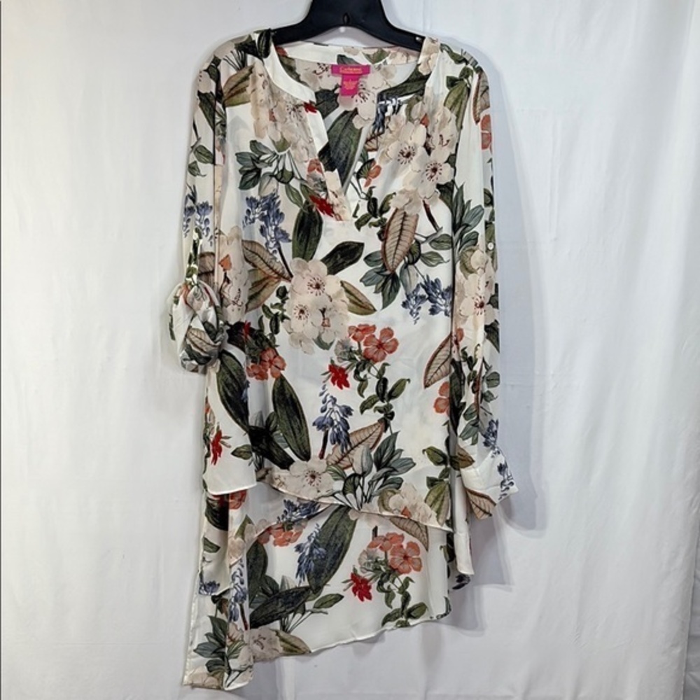 🐥 Catherine Malandrino Floral Asymmetrical Tunic